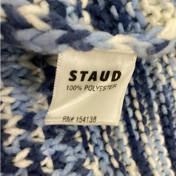 Staud Benny Sweater In Dusk Size Small Turtleneck Balloon Sleeves Blues White - Picture 12 of 13